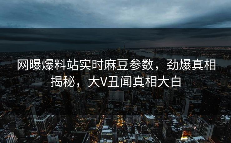 网曝爆料站实时麻豆参数，劲爆真相揭秘，大V丑闻真相大白