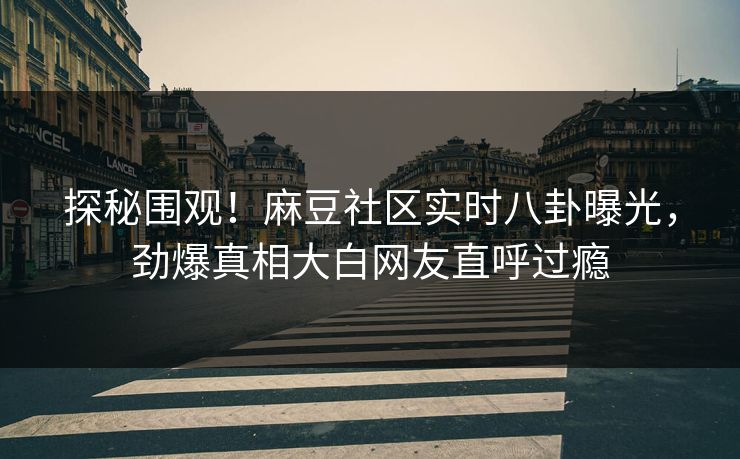 探秘围观！麻豆社区实时八卦曝光，劲爆真相大白网友直呼过瘾